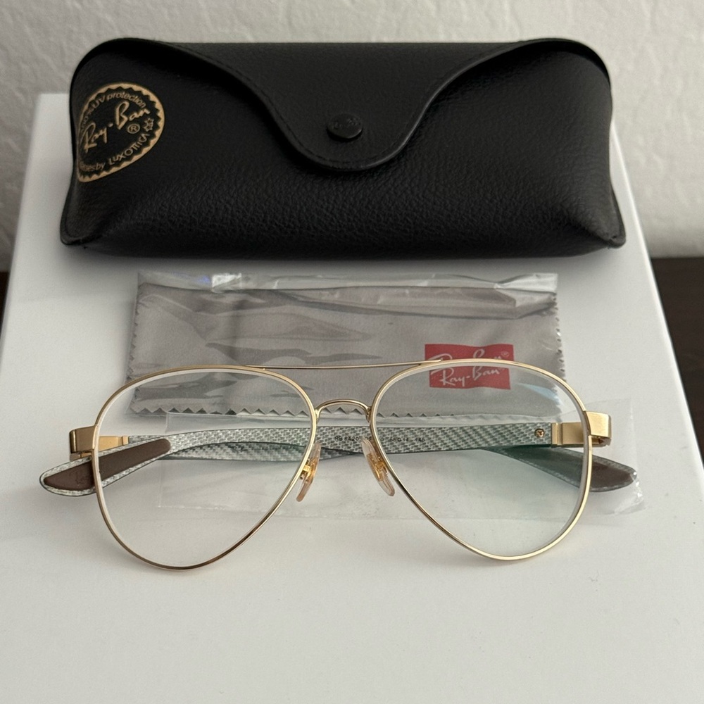 New RAY-BAN Demo Aviator Unisex Eyeglasses - RB8420 2500 - Gold